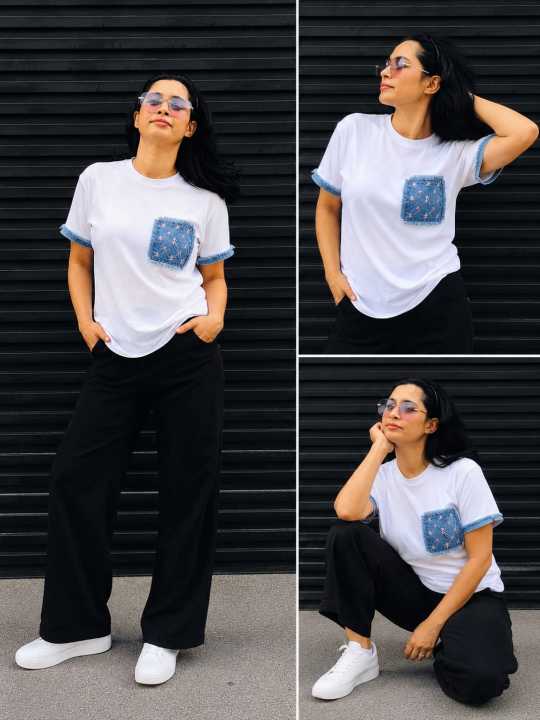 Denim%20Patchwork%20Pocket%20Denim%20Fabric%20Short%20Sleeve%20Round%20Neck%20Casual%20Top%20for%20Summer%20Spring%20Women's%20Clothing%20-%20Image%205