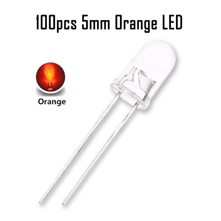 100pcs%205mm%20LED%20Red%20Green%20Blue%20Yellow%20Orange%20White%20Pink%20Warm%20White%20Clear%20Glass%20Light%20Emitting%20Diode%20-%20Image%206