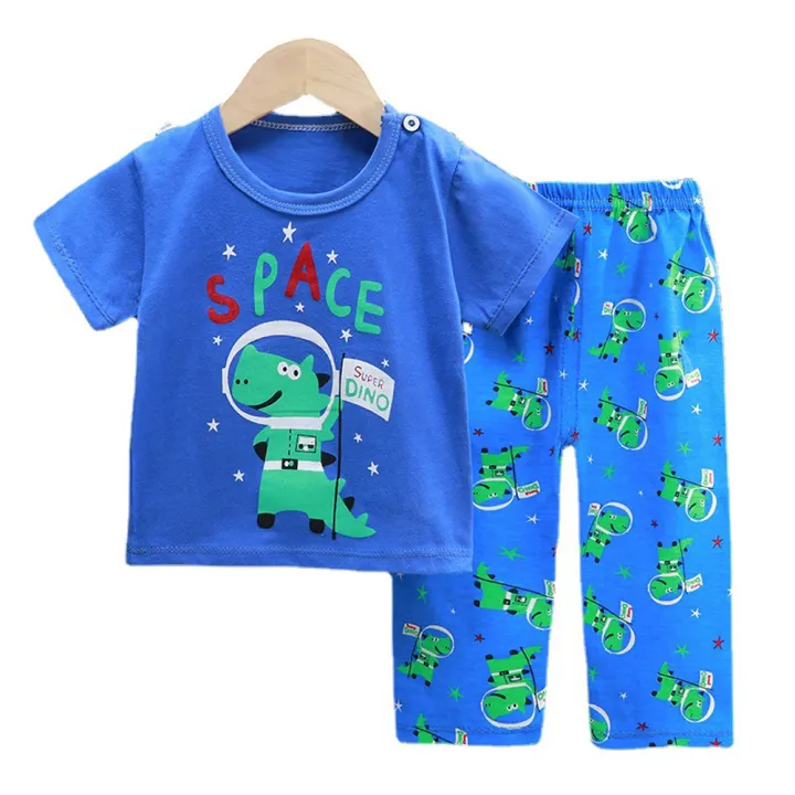 Yfashion%202pcs%20Boys%20Cotton%20Pajamas%20Set%20Short%20Sleeve%20Trousers%20Suit%20Air%20Conditioning%20Clothes%20For%201-6%20Years%20Old%20Kids%20-%20Image%202
