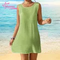 Muses Mall Polyester Sun Protection Clothing Sun Protection Beach Dress Backless Sleeveless Bikini Cover-up for Women Women Swim Cover-up. 