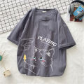 Linen Short SleeveTT-shirt Male and Female Couples Wear Overweight People plus Size Summer JapaneseinsWashed Cotton and Linen Ice Silk Loose T-shirt. 