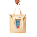 Heavy Duty Brown Eco Friendly Large Canvas Tote Bag with Zipper - 14.5 inches (L) * 3 inches (W) * 16 inches (H) - Holds up to 15kg. 