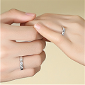 2Pcs Heart Shaped Couple Ring Boyfriend Girlfriend Proposal Anniversary Gift. 