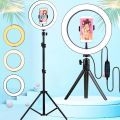 7ft Stand Tripod with 10 Inch Selfie LED Ring Light 360 Rotatable Ring Light with Adjustable Phone Holder for Studio Camera, TikTok, and YouTube. 