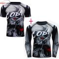 【F MMA BJJ GI Rashguard T Shirts+Muay Thai Shorts Rash Guard Clothing Jerseys MMA Compression T-shirt Men Kickboxing Sets. 