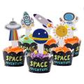 Outer Space Theme Party Decoration Astronaut Rocket Cake Per Birthday Party Cupcake Flag Dessert Table Tag Cake Decoration. 