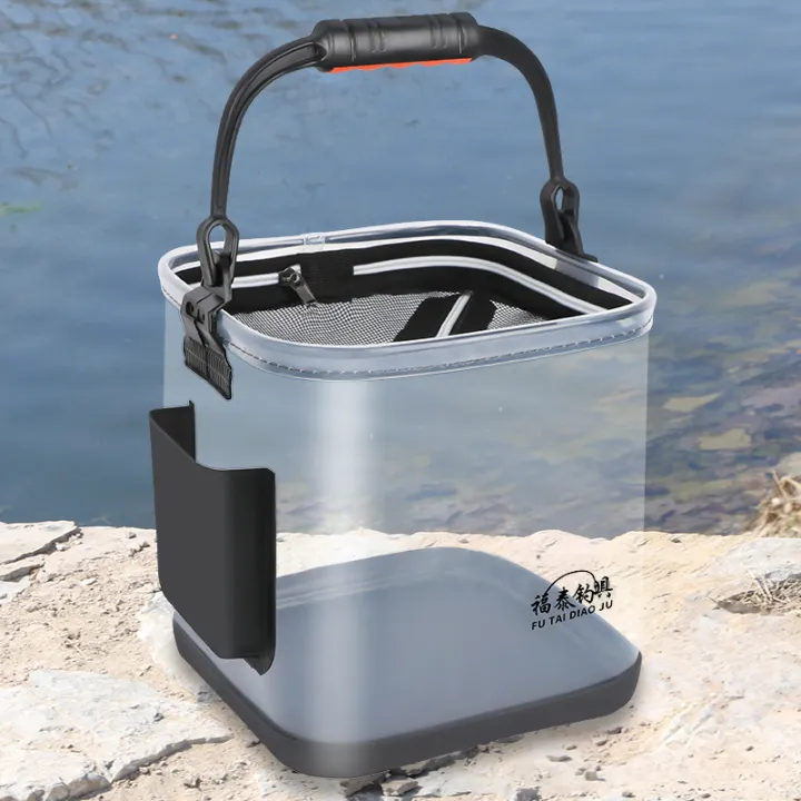 Live Fish Box with Lid Bucket Car Fishing Bucket Foldable Fish Barrels ...