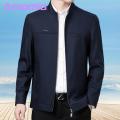 Men Coat Stylish Men's Slim Fit Jacket with Stand Collar Perfect for Business Casual Wear Zipper Closure Multiple Pockets Trendy Mid-aged Outwear Men Cold Weather Coat. 