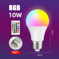 16Colors RGB LED Bulb Light Adjustable E27 5W 7W 10W 5W Screw Remote Control Change with Memory Ambient for Disco Bar. 