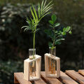 Plant Terrarium With Wooden Stand Rack Glass Test Tube Vase Holder Test Tube Vintage Wood Frame Hydroponic Plants Glass Pot Glass Vase. 