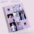 BTS Spiral Notebook A5 – Purple Style Collage with BTS Members | 100 Pages | Modern BTS Notebook. 