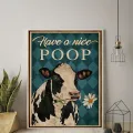 1pc Canvas Animal Abstract Painting Have A Nice Poop Cow Wall Art Poster Biting The Daisies Modular Funny Pictures Home Decor. 
