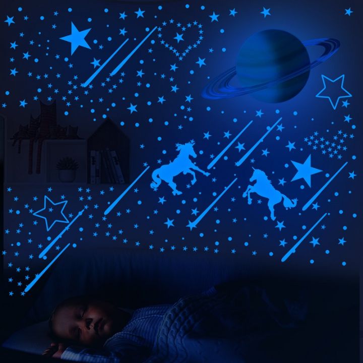 Blue%20Moon%20Stars%20Luminous%20Wall%20Stickers%20for%20Kids%20Rooms%20Decoration%20Art%20Fluorescent%20Unicorn%20Wall%20Decals%20Glow%20in%20the%20Dark%20Stickers%20-%20Image%202