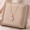 Glamon Stainless Steel Sunflower Necklace For Girls High-Quality Gold Chain Jewelry Gift for Girls Korean Fashion Choker Style Zircon Pendant. 