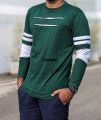 -INFYN patch long sleeve T-shirt Denfei Men's luxury green white D-line ITI. 