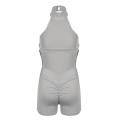 KOKKO Women's Backless Jumpsuits Summer Slim Fit Halter Neck Shorts Rompers Casual Sleeveless High Waist Knitted Bodysuits. 