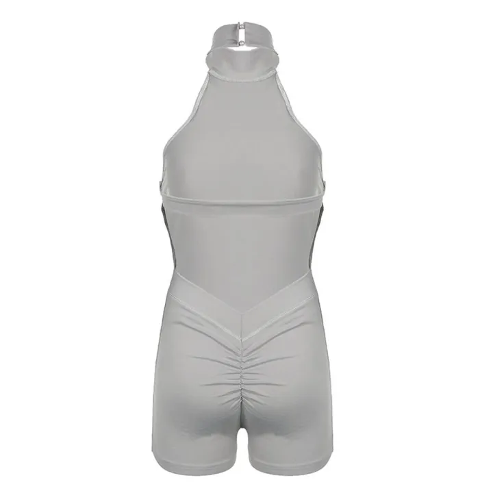 KOKKO%20Women's%20Backless%20Jumpsuits%20Summer%20Slim%20Fit%20Halter%20Neck%20Shorts%20Rompers%20Casual%20Sleeveless%20High%20Waist%20Knitted%20Bodysuits%20-%20Image%206