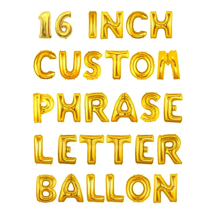 Foil Letter Balloons A-Z, 16", Create A Custom Balloon Banner, Reusable And Self Sealing