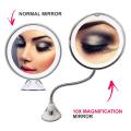 10X Magnifying Wall Mounted LED Makeup Mirror Adjustable Gooseneck Suction Cup The Bathroom Vanity Mirror. 