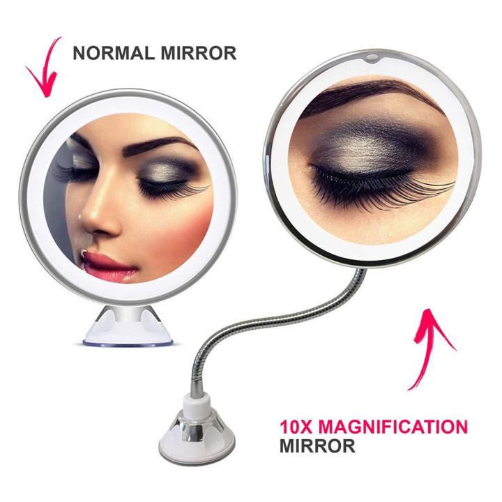 10X%20Magnifying%20Wall%20Mounted%20LED%20Makeup%20Mirror%20Adjustable%20Gooseneck%20Suction%20Cup%20The%20Bathroom%20Vanity%20Mirror%20-%20Image%204