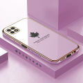 Hontinga for Samsung Galaxy A22 5G Back Cover Luxury 6D Plating Maple Leaf Side Pattern Case Soft Silicone Square Phone Cases. 