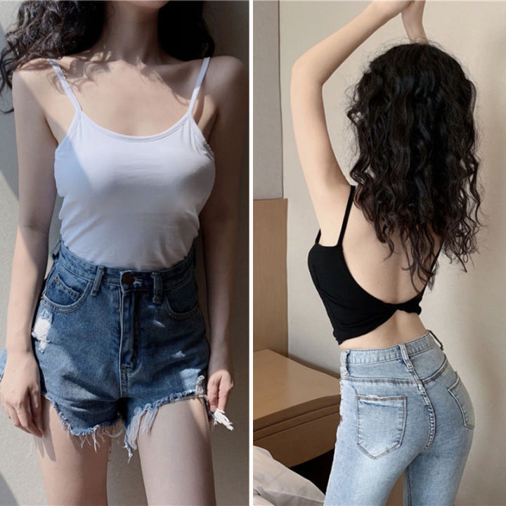 2023New%20Inner%20Wear%20Outer%20Wear%20Backless%20Top%20Women's%20Sling%20Beauty%20Back%20Short%20Exposed%20Umbilical%20Cord%20Chest%20Pad%20Underwear%20Vest%20-%20Image%208