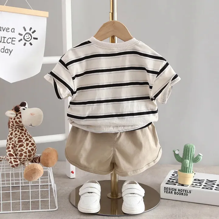 Boys%20Striped%20Casual%20Outfit%20Round%20Neck%20T-shirt%20&%20Shorts%20Kids%20Summer%20Clothes%20Sets%20-%20Image%204