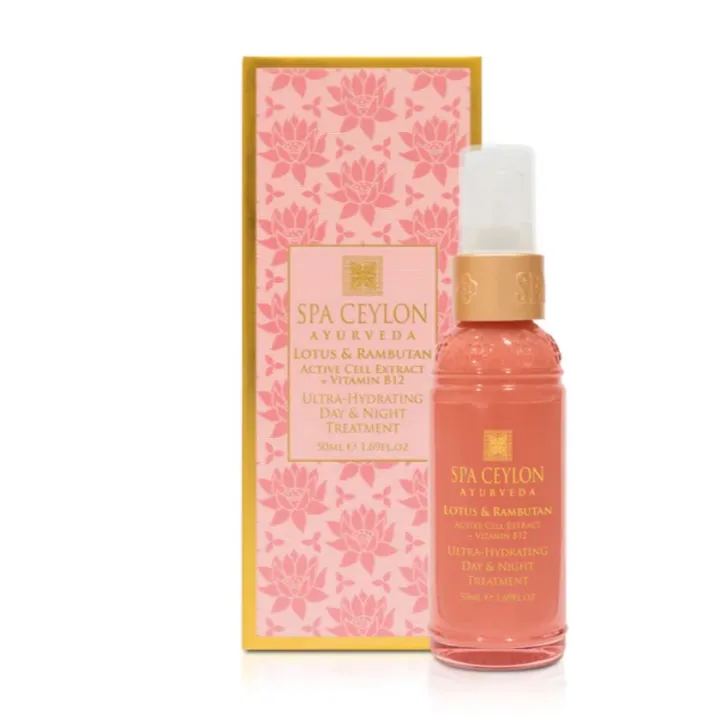 Spa Ceylon Lotus & Rambutan Ultra-Hydrating Day & Night Treatment, Active Cell Extract + Vitamin B12 –50ml
