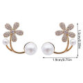 Light Luxury Imitation Pearl Flower Stud Earrings Ladies Fashion Crystal Elegant Jewelry Party Gift. 