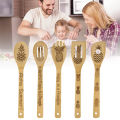 Personalized Wooden Cooking Spoons 5pcs Funny Sayings Wooden Cooking Spoons Set Long Handle Baking Spatula Kitchen Utensils for Home Buyers' Favorite Engraved Bamboo Cookware. 