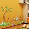 Cartoon Elephant Giraffe Animals Theme Wall Art Decal Sticker Decoration for Living Room Nursery Baby Girl Boy Kid Children's Room Bedroom Decoration. 