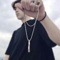 Personality Men Spiral Rectangle Necklace Minimalist Simple Ins Men's Pendant Jewelry. 