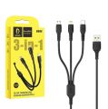 DENMEN D05E 3-in-1 Fast Charging Cable 1M [ TYPE C / MIRCO USB / LIGHTING ]. 