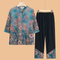 Old Women's Summer Grandma's Clothes Shirt 60 Years Old 70 Old Clothes Old Lady Shirt Middle-Aged Mom Suit. 