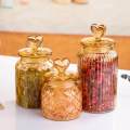 Glass Storage Jar Airtight Jar, Decorative Tea Storage Container Glass Canisters for Candy, Loose Tea, Sugar, Spice. 