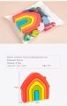 Wood Rainbow blocks house natural wooden toys children block rainbow Building blocks Educational kindergarten supplies baby toys. 