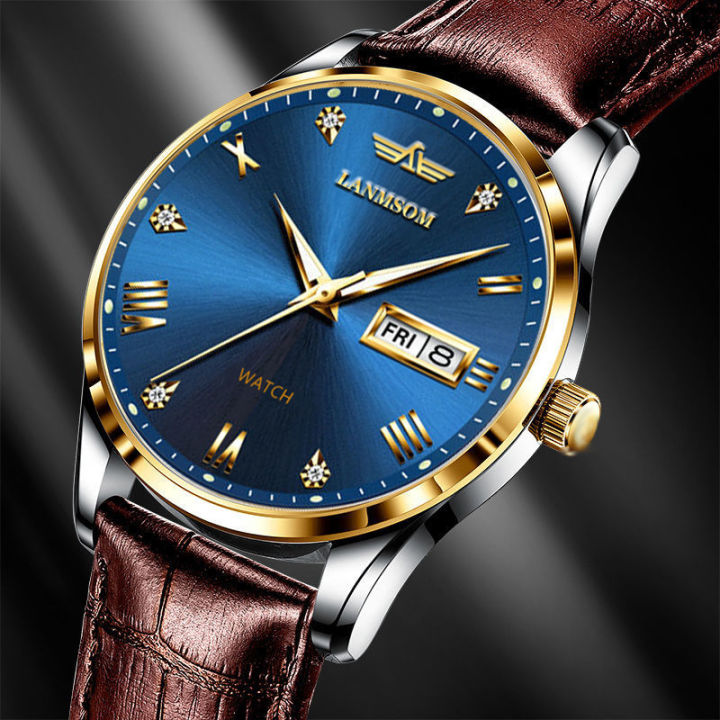 【VIPAgent Exclusive】Watch Men's Double Calendar Leather Watch Strap ...