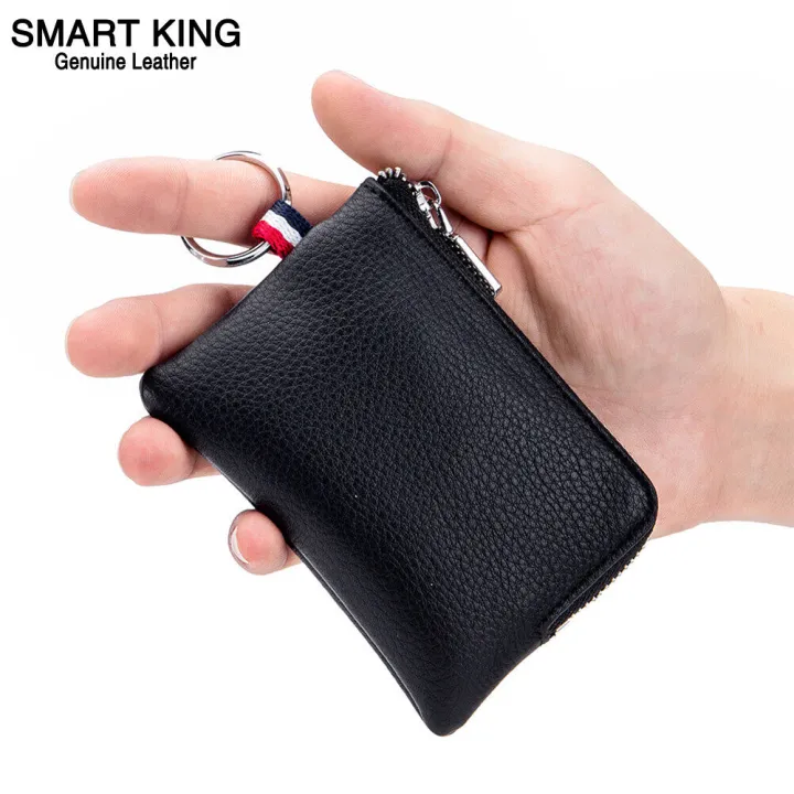 【ZIME】Smart King New For Men  Cow Leather Key Holder Zipper  Bag Multifunction Card Holder