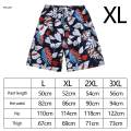 Beach Shorts Men Printed Summer Shorts Elastic Waist Drawstring Five Point Baggy Swim Black White XL. 
