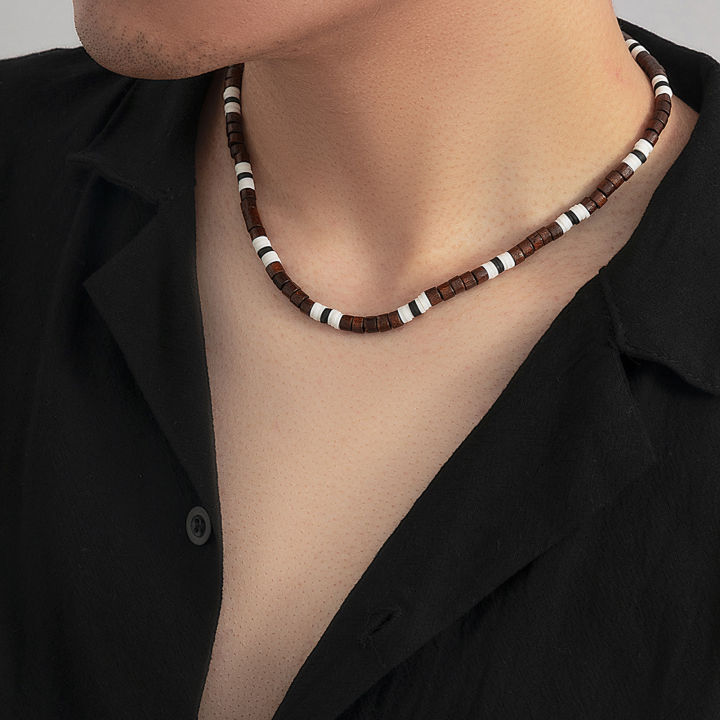 Men%20Necklace%20Beaded%20Elegant%20Polymer%20Clay%20Wooden%20Beads%20Splicing%20Casual%20Bohemia%20Clavicle%20Necklace%20Fashion%20Jewelry%20-%20Image%204