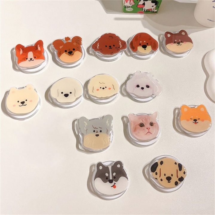 LeiyanOriginal Korean Cute Cartoon Teddy Corgi For Magsafe Magnetic Phone Griptok Phone Holder Stand Universal Phone Ring Grip Tok For iPhone