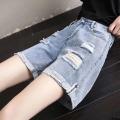 Trendy Women's Ripped High Waist 2024 Summer Thin Versatile Outer New Denim Hot Pants Annual Shorts ins Slimming. 