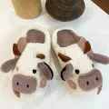 【ALLGOOD】Cyprus Winter Cartoon Couple Slippers Home Fur Slippers Women Warm Cotton Slippers Cute Cow Indoor Thickening. 