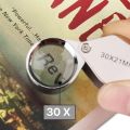 magnifying glass Pocket Jewelry Loupe 30X 20X 10X Jewelers Eye Magnifying Glass Magnifier LED/UV Illuminated Loop Folding For Stamp Rock CollectInspection Tools. 