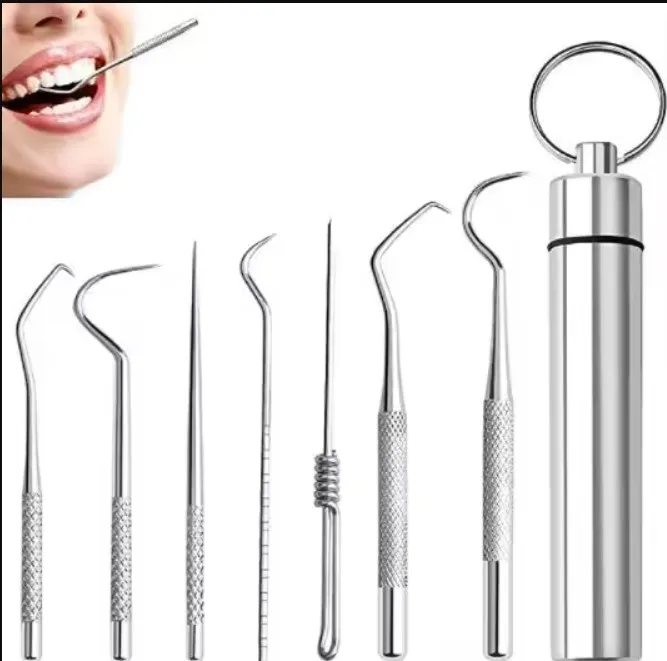 Dental Periodontal Probe Explorer 6 PCS Stainless Steel Double Ends Dentist Pick Scraper Tool Dentistry Tooth Stains Remover