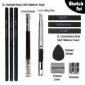 【Exclusive Offer 】11Pcs Art Set Sketch Charcoal Graphite Pencil Soft Medium Hard Bar Stick Sharpener Kneaded Eraser Sponge Blender Drawing Tool. 