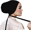 Plain Black Muslim Headscarf Inner Hijab Caps Wraps Women Islamic Under Scarf Ninja Scarf  Stretch Cotton Bonnet Caps Full Cover Islamic Hat. 