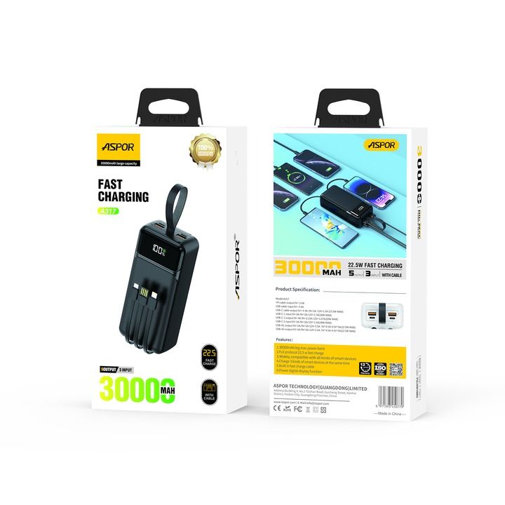 ASPOR%20A317%2030000mAh%20%2022.5W%20High%20Speed%20Built%20in%20Cable%20Power%20Bank%20-%20Image%204