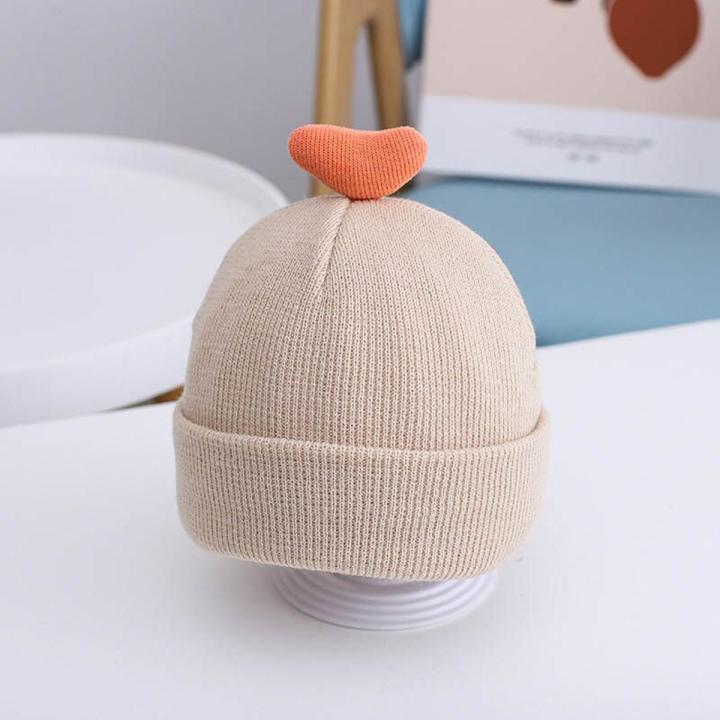Korean Knitted Baby Hat Cute Heart Autumn Winter Warm Boys Girls Beanie Cap Soft Solid Color Infant Toddler Kids Hat Bonnet