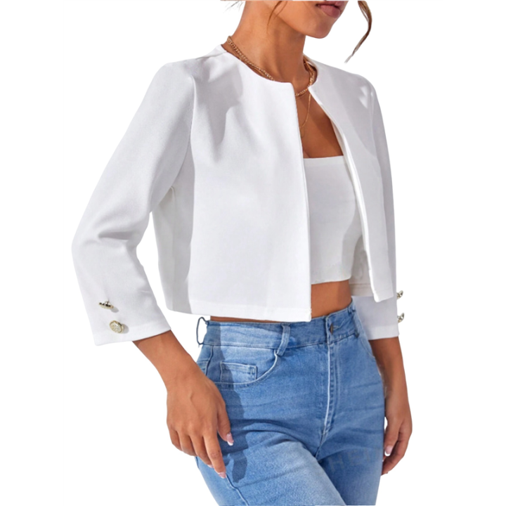 Open Jacket Casual Jackets for Women Solid Open Front Crop Jacket | Daraz.lk